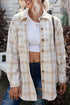 Plaid Pattern Buttoned Shirt Coat With Slits